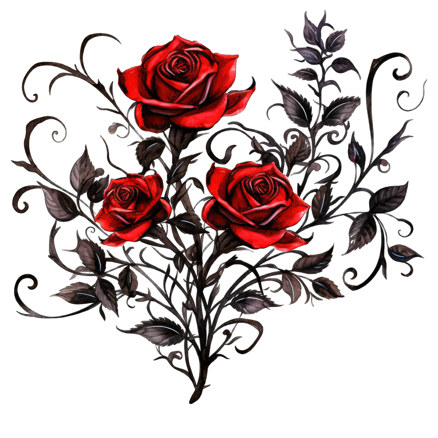 single decal gothic red rose trio