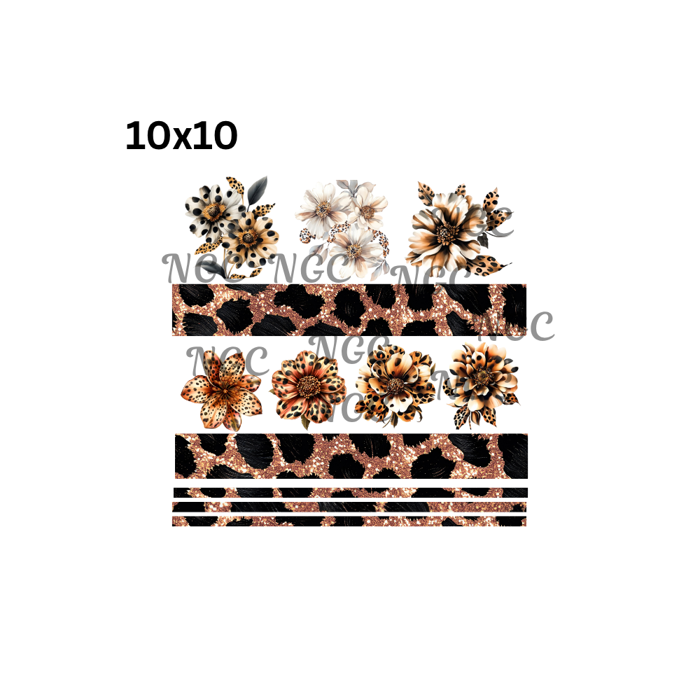 10x10 leopard print with flowers