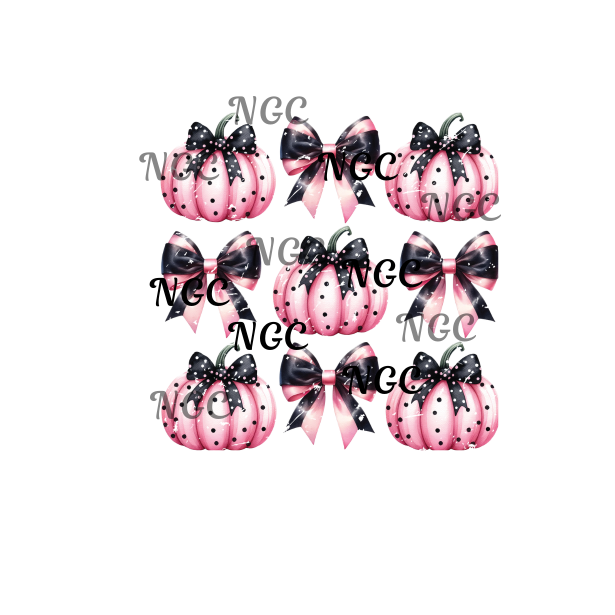 single decal pink pumpkin & bows