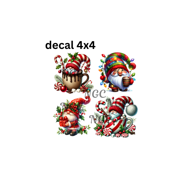 decal christmas gnome set of4