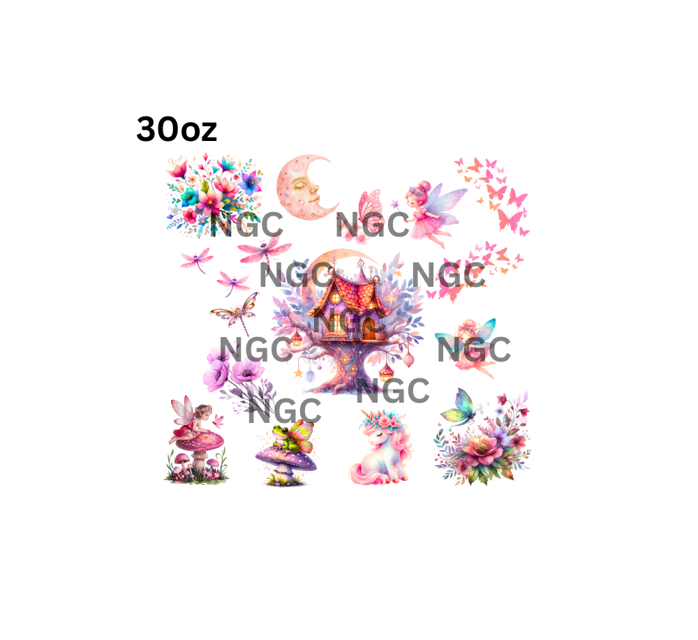 30oz pink purple fairy house with elements