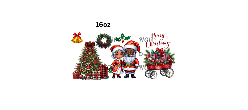16oz melanin santa christmas with tree