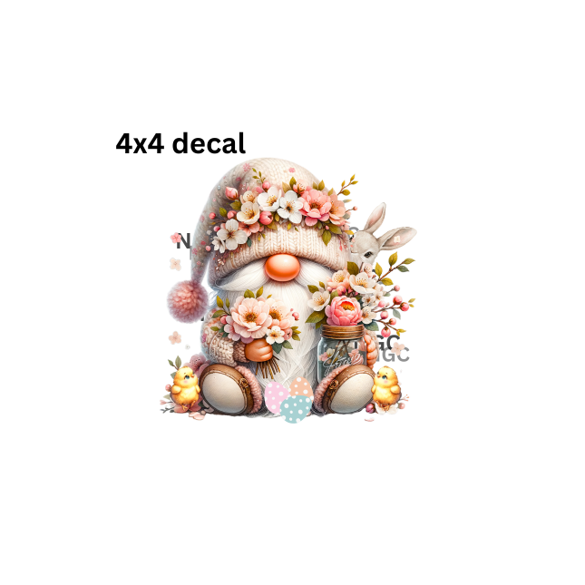 decal easter gnome with bunny