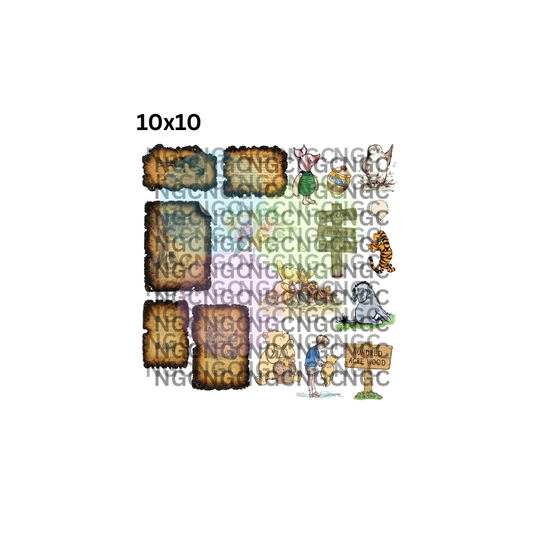 10x10 pooh burned book
