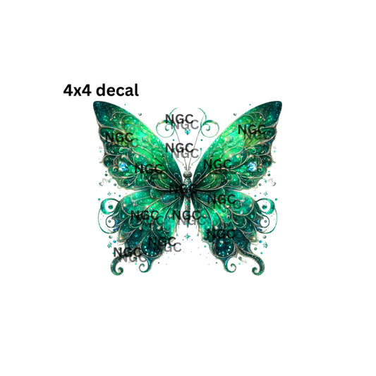 decal fancy gmerald green butterfly