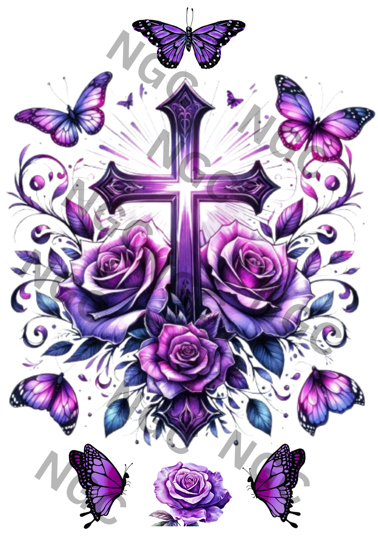 A5 Notebook Purple Cross Roses