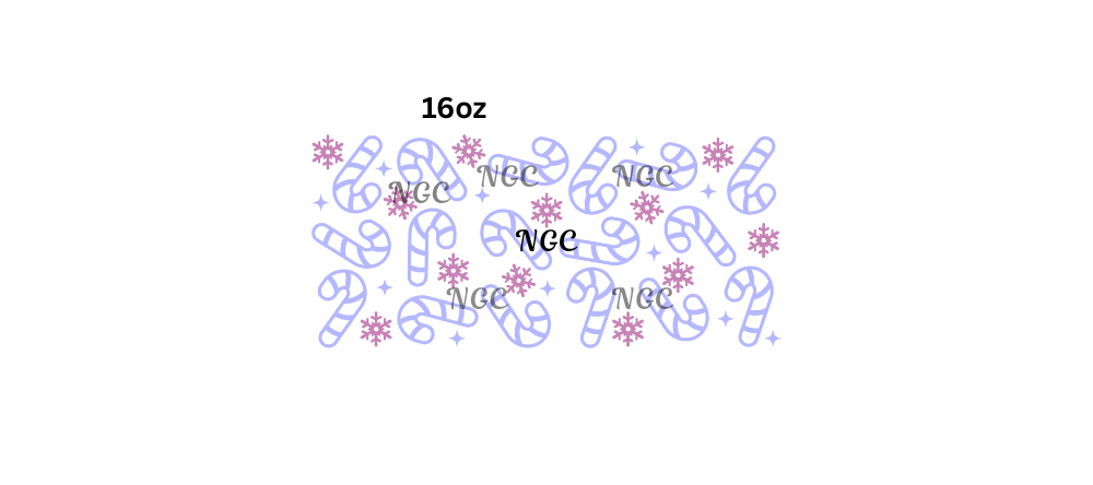 16oz purple candycane and snowflakes