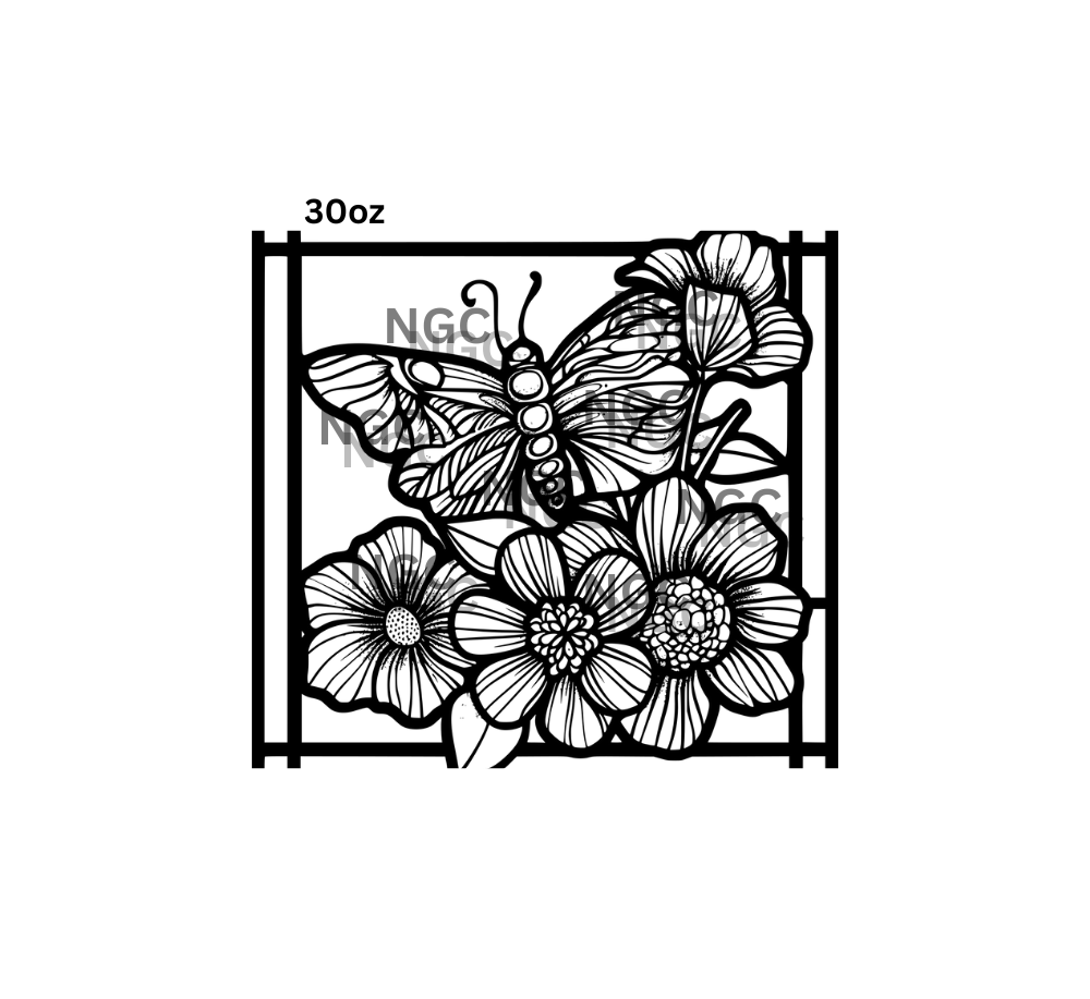 30oz butterfly stained glass tooled