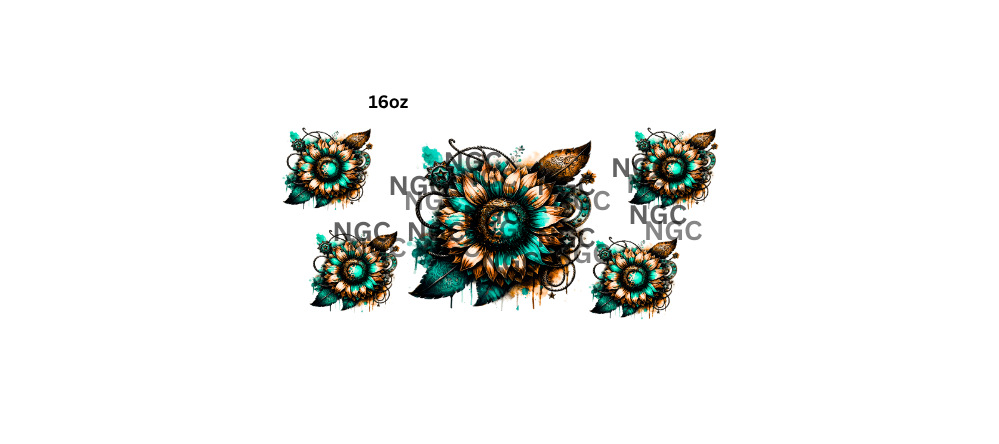 16oz teal sunflower
