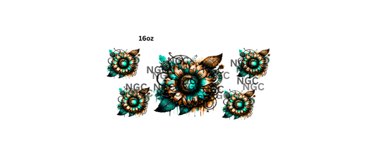 16oz teal sunflower