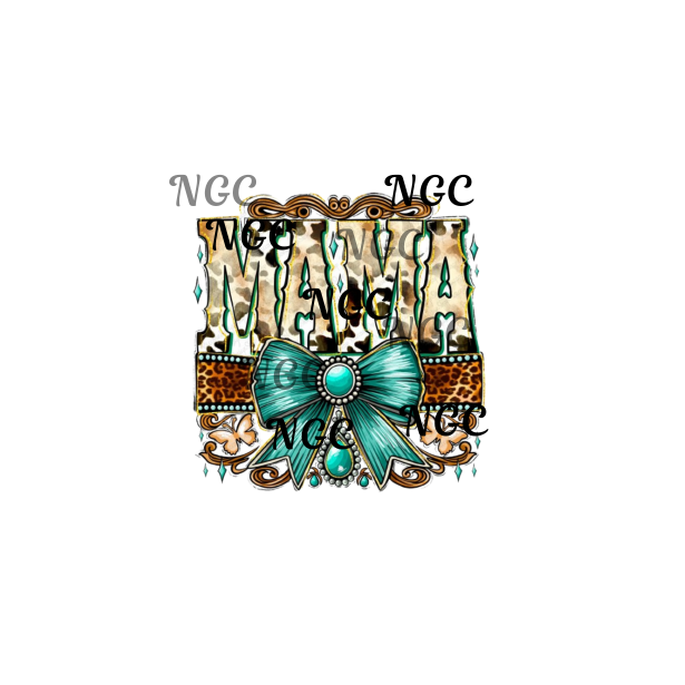 single decal mama with teal bow