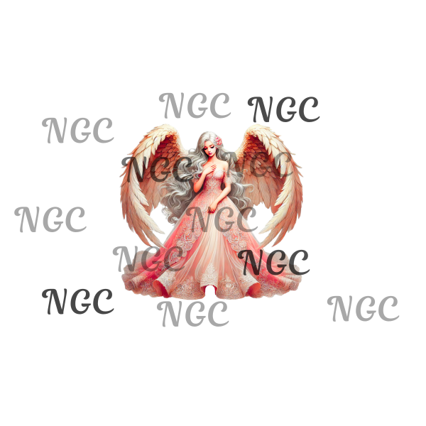 single decal angel with coral dress
