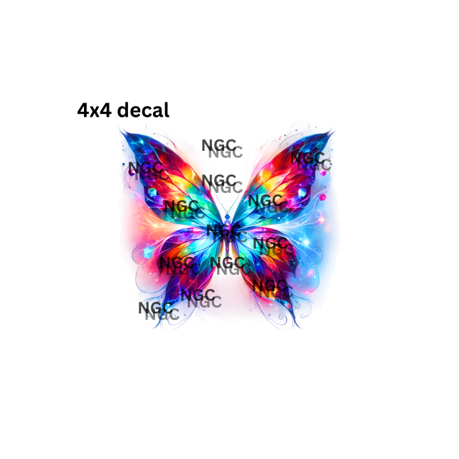 decal rainbow & gems butterfly