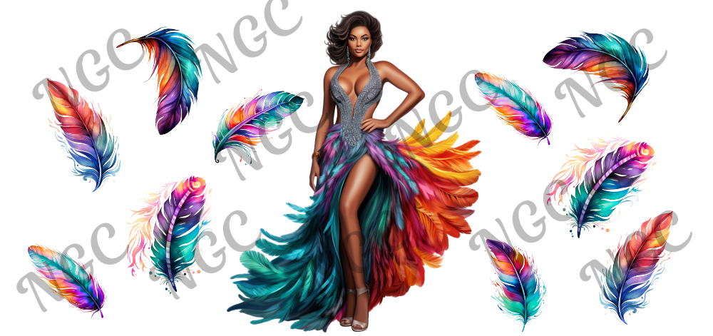 16oz wrap Girl Feather rainbow Dress