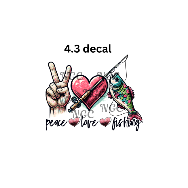 decal peace love fishing