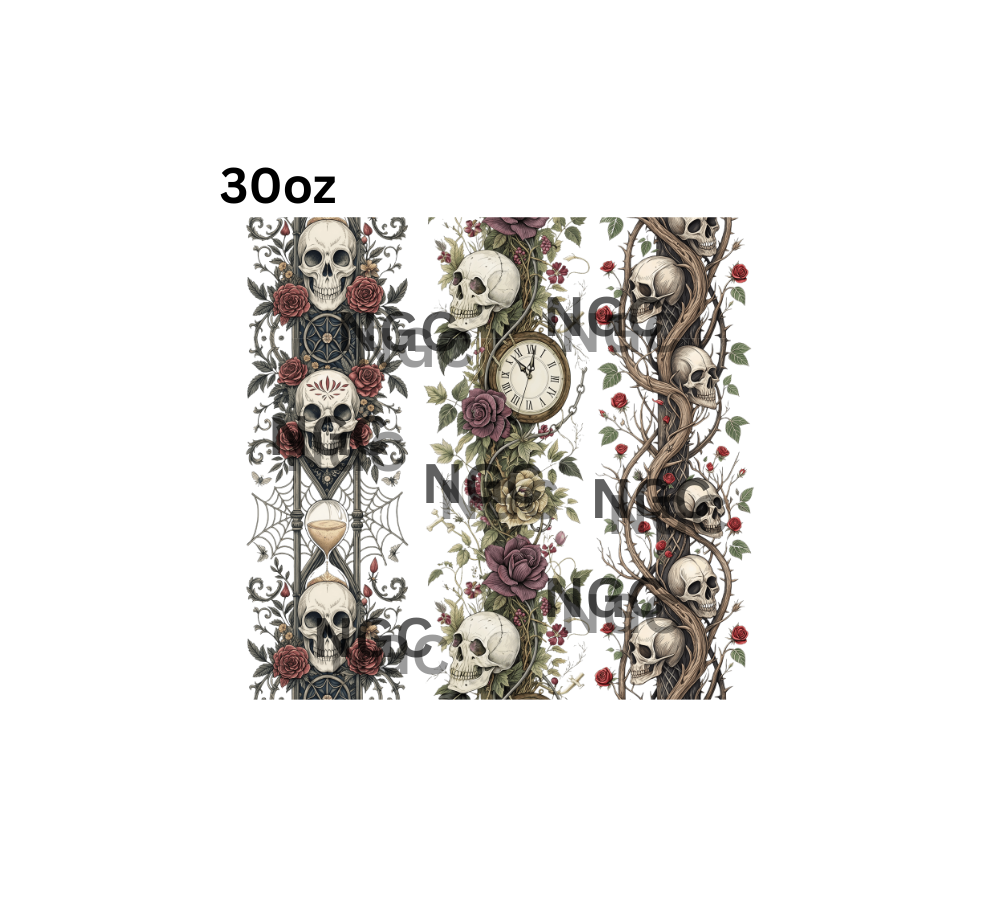 30oz gothic vine skulls