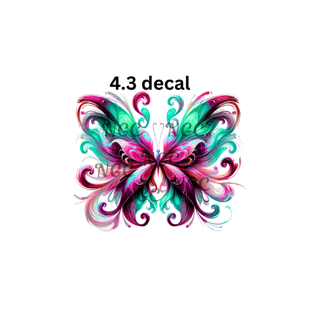 decal green and pink red butterfly