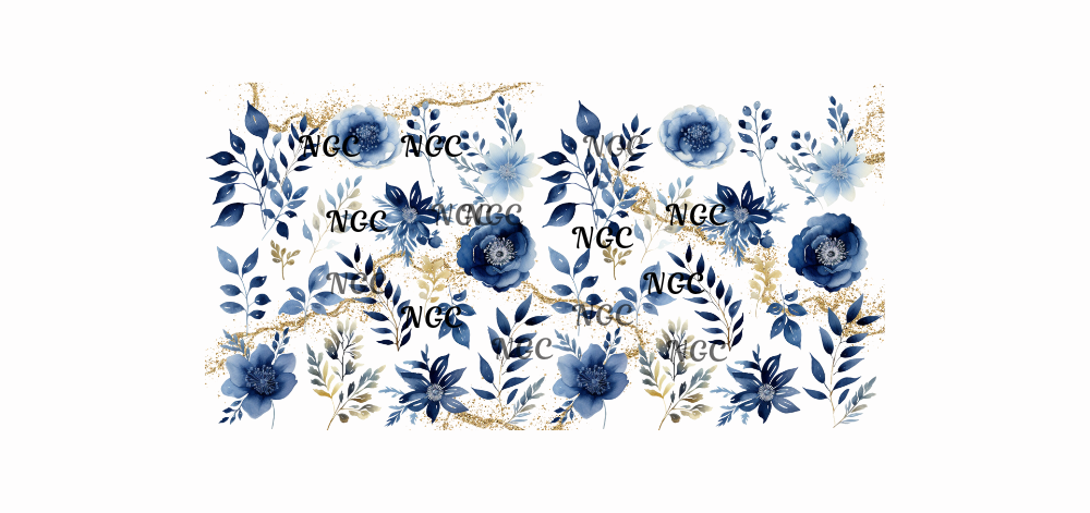 16 oz wrap blue & gold flower elements