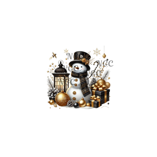 black gold snowman christmas2