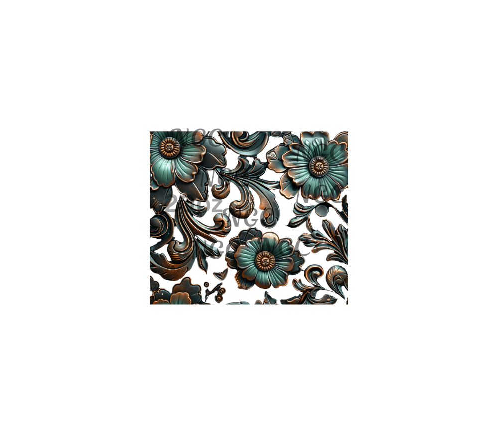 20oz 3D tooled leather rustic green