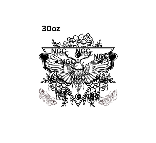 30oz death moth tooled outline