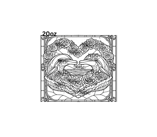 20oz dolphins in heart roses stained glass