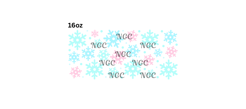 16oz snowflakes pink ice blue and light teal
