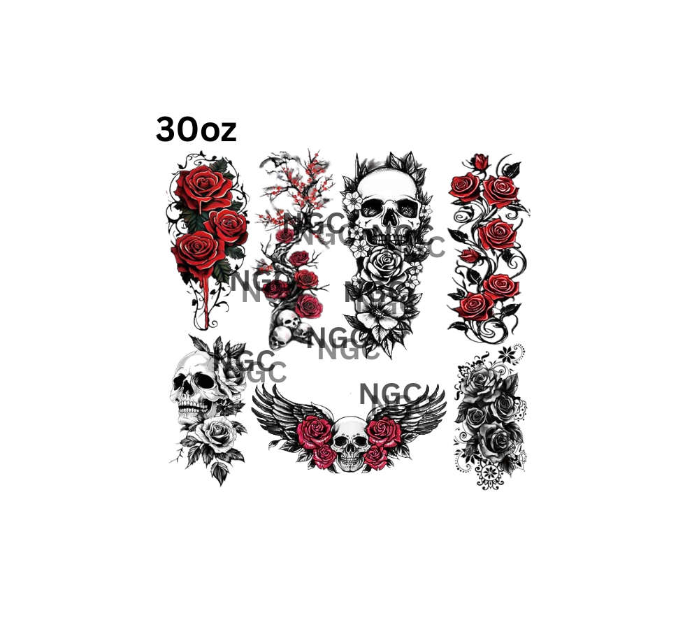 30oz roses with skulls