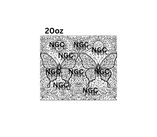 20oz butterfly outline tooled