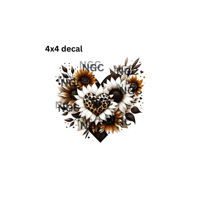 decal leopard heart sunflower2