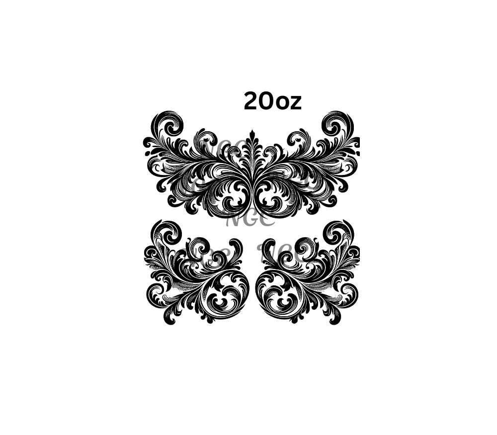 20oz black scroll