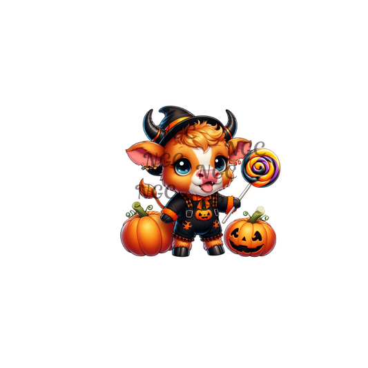 decal cow in halloween costume with horns