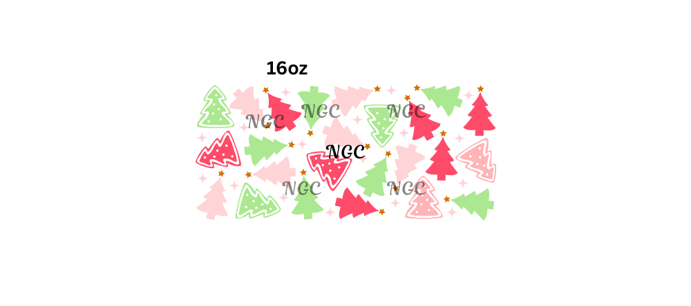 16oz christmas trees pink and green