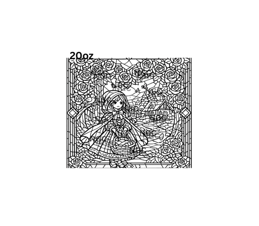 20oz little red riding hood stained glass outline