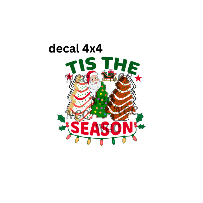 decal tis the season snack cake