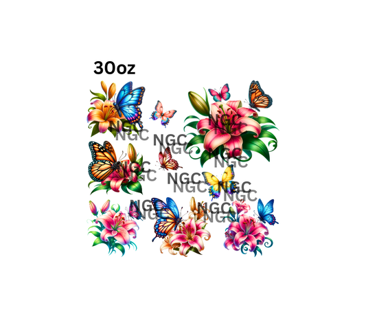 30oz lilies and butterflies