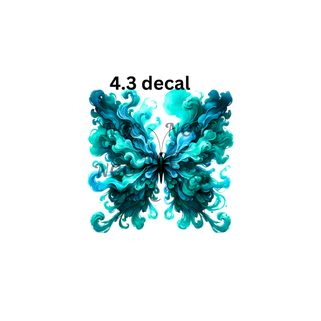decal teal and blue smokey butterfly
