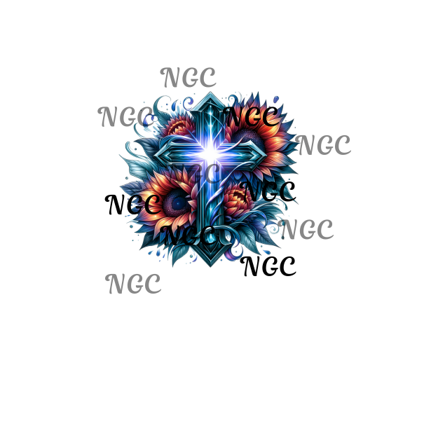 single decal cross with sunflower