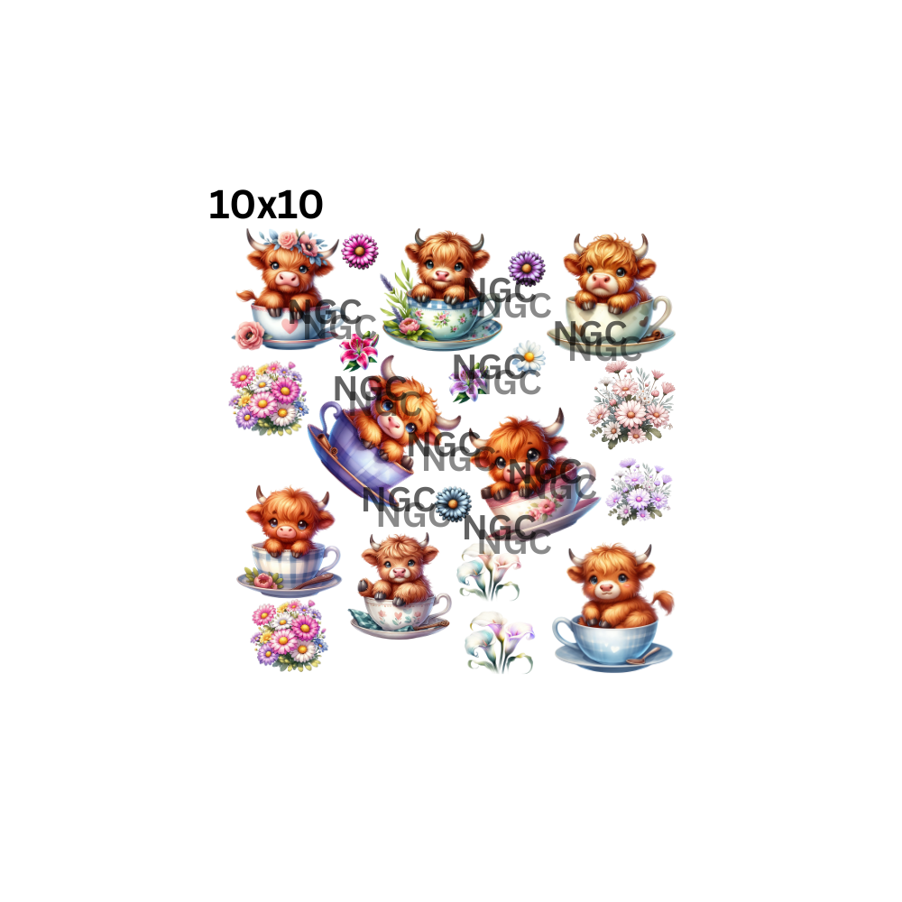 10x10 highland cows in teacups