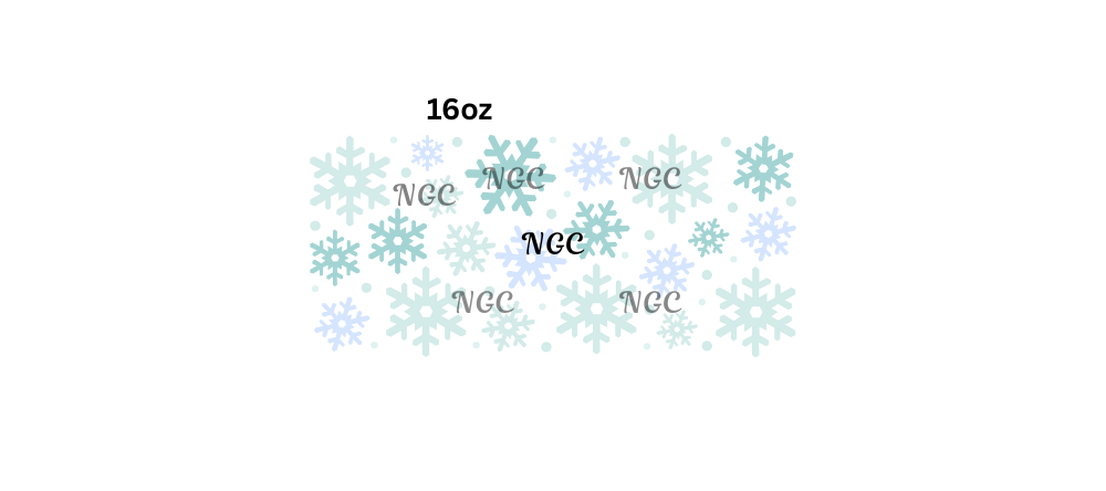 16oz blue and green snowflakes