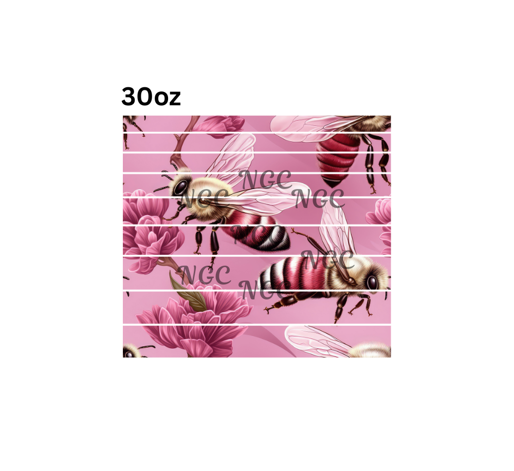 30oz pink bees band sheet