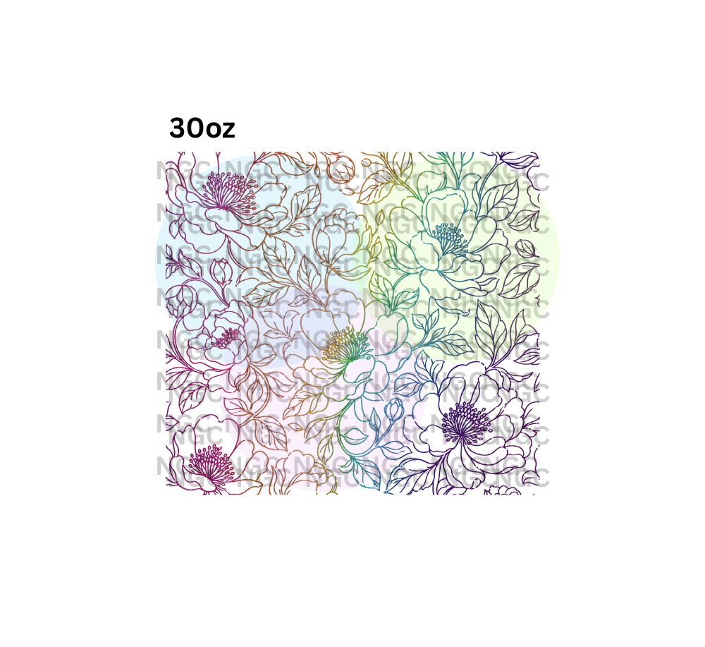 30oz rainbow flower outline