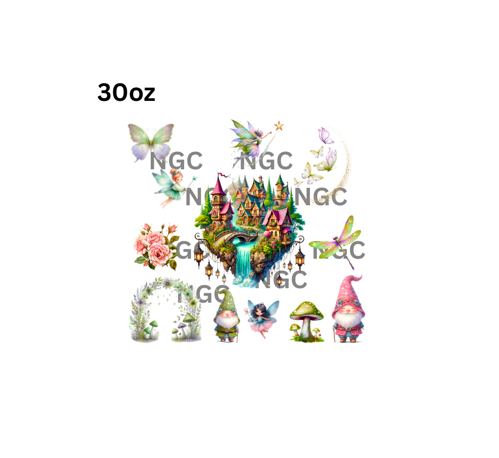 30oz green & pink fairy elements