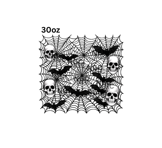 30oz spiderwebs with skulls and bats