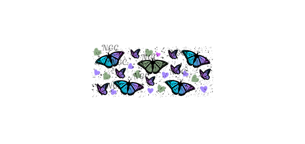 16 oz wrap teal purple green butterflies
