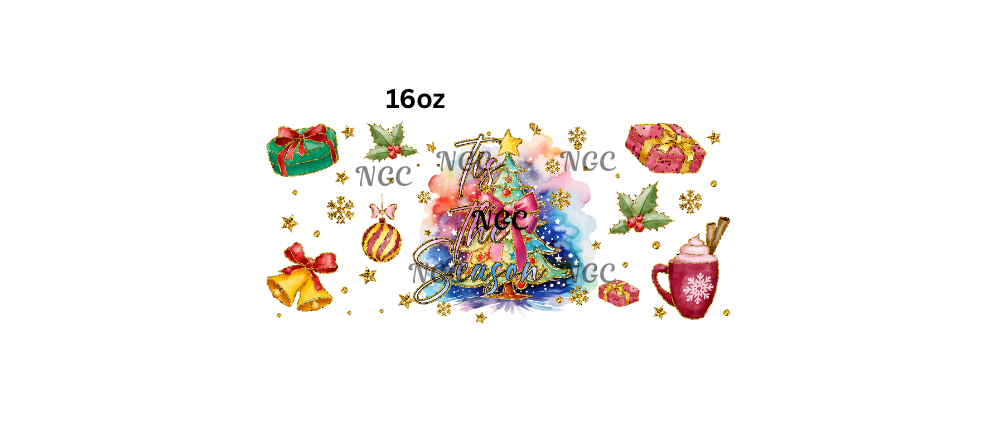 16oz tis the season watercolor