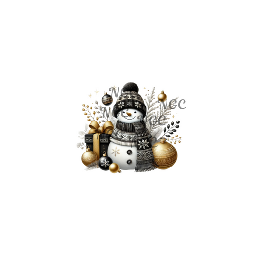 decal black gold snowman christmas8