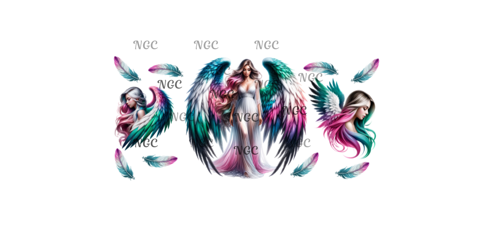 16oz wrap green white pink angel