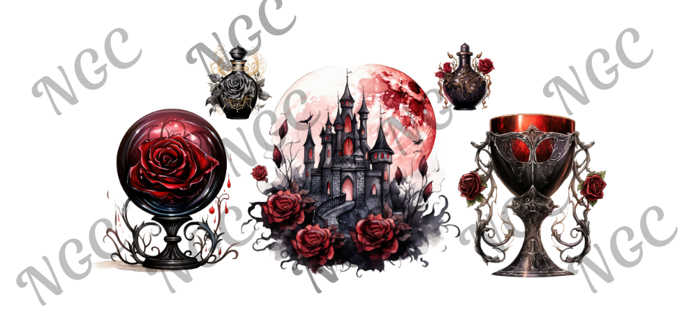 16oz wrap goth roses and castle