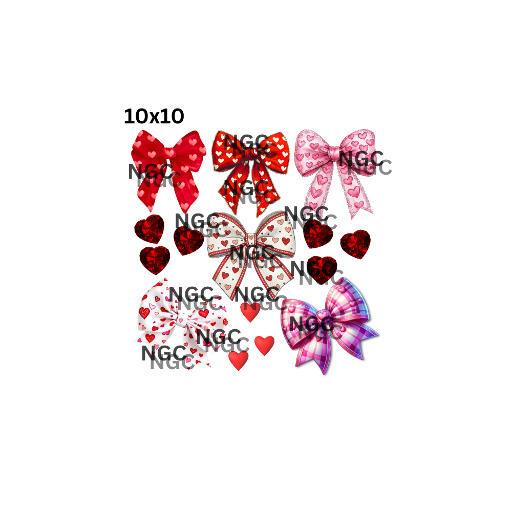 10x10 valentine bows & hearts